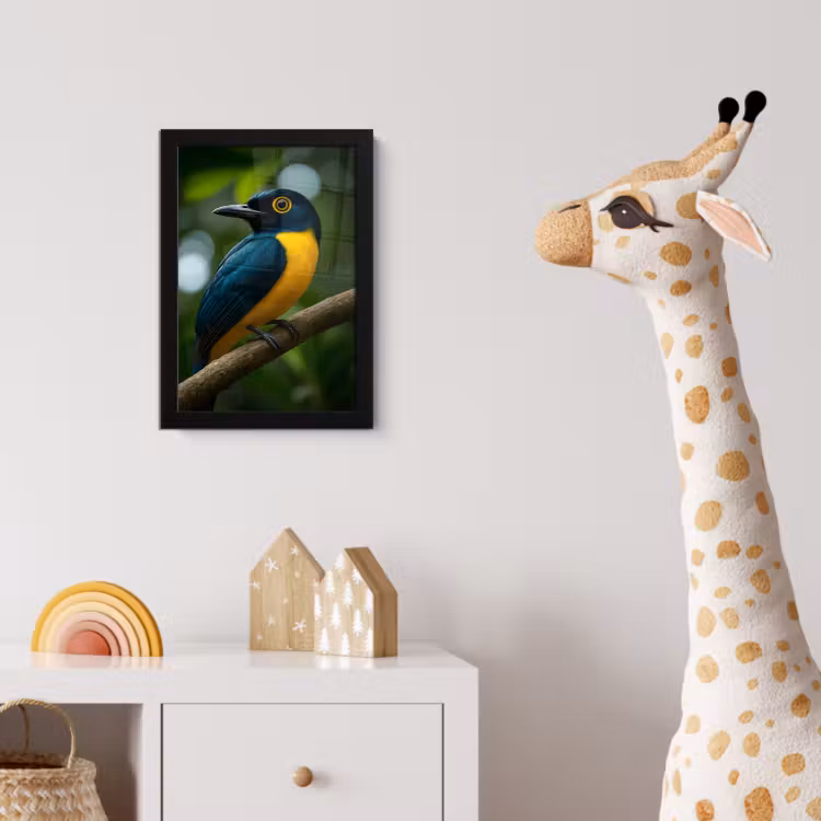 Poster met lijst - Vogel - Tak - Geel - Bladeren — 5