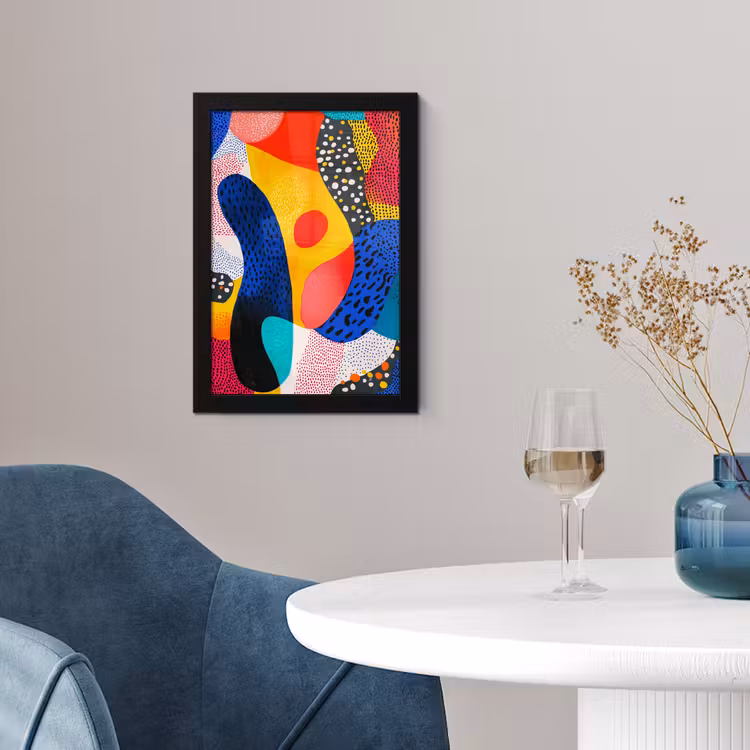 Poster met lijst - Vormen - Abstract - Stippels - Blauw — 2