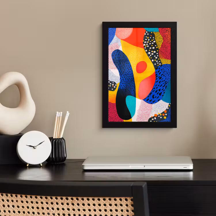 Poster met lijst - Vormen - Abstract - Stippels - Blauw — 3