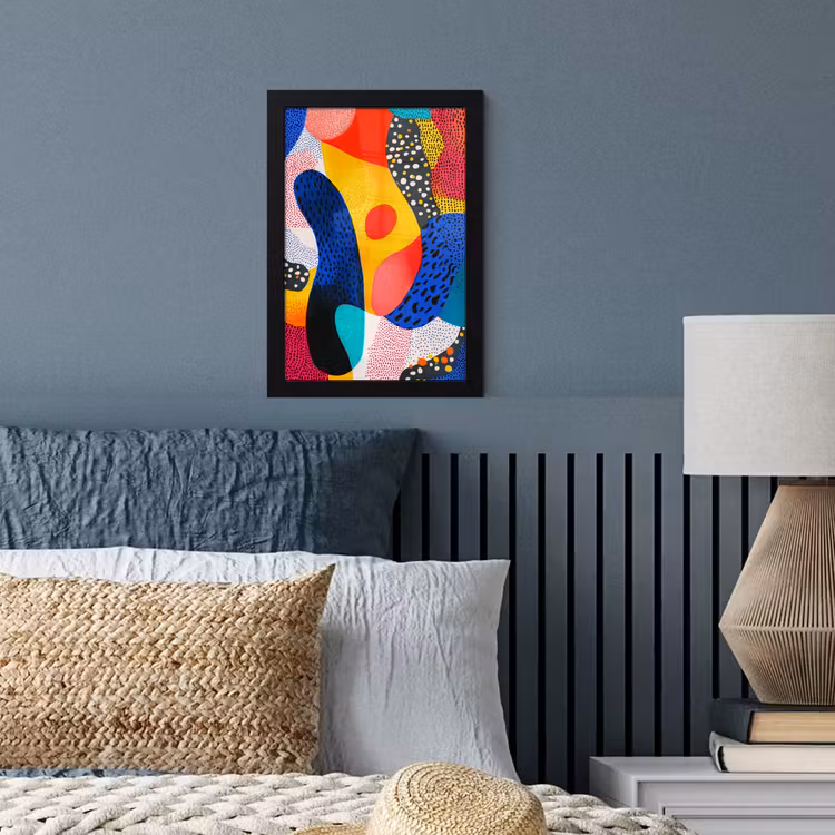 Poster met lijst - Vormen - Abstract - Stippels - Blauw — 4