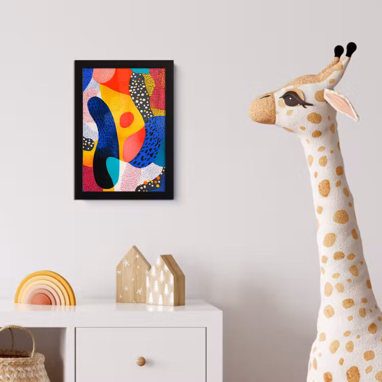 Poster met lijst - Vormen - Abstract - Stippels - Blauw — 5