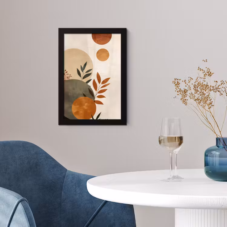 Poster met lijst - Vormen - Rond - Bladeren - Beige — 2