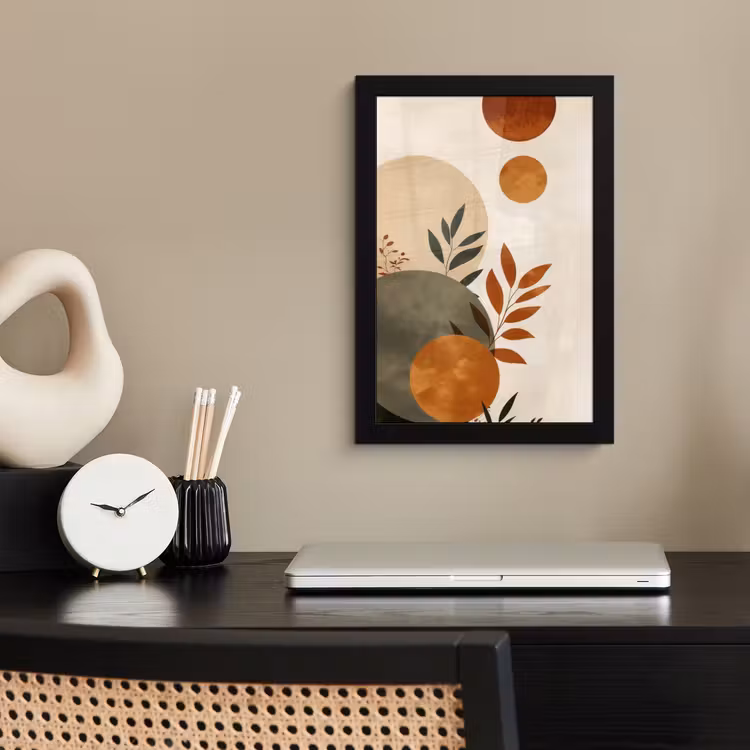 Poster met lijst - Vormen - Rond - Bladeren - Beige — 3