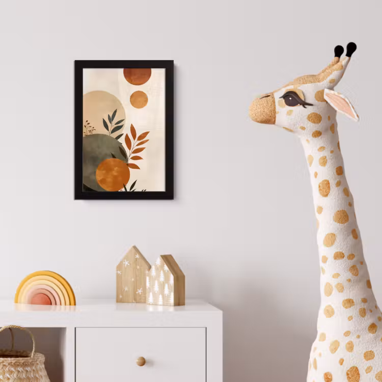 Poster met lijst - Vormen - Rond - Bladeren - Beige — 5