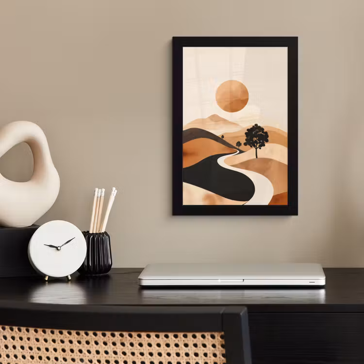 Poster met lijst - Zon - Heuvels - Boom - Abstract — 3