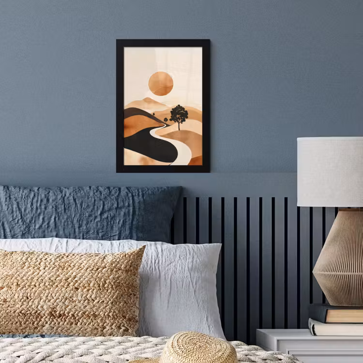 Poster met lijst - Zon - Heuvels - Boom - Abstract — 4