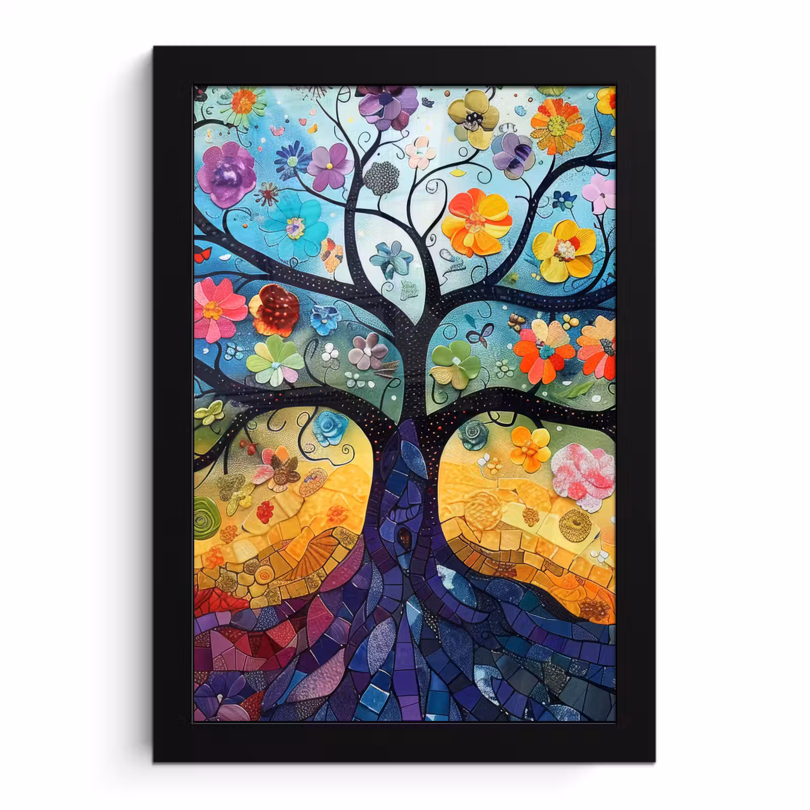 Poster met lijst - Kunst - Levensboom - Bloemen - Hippie — 1