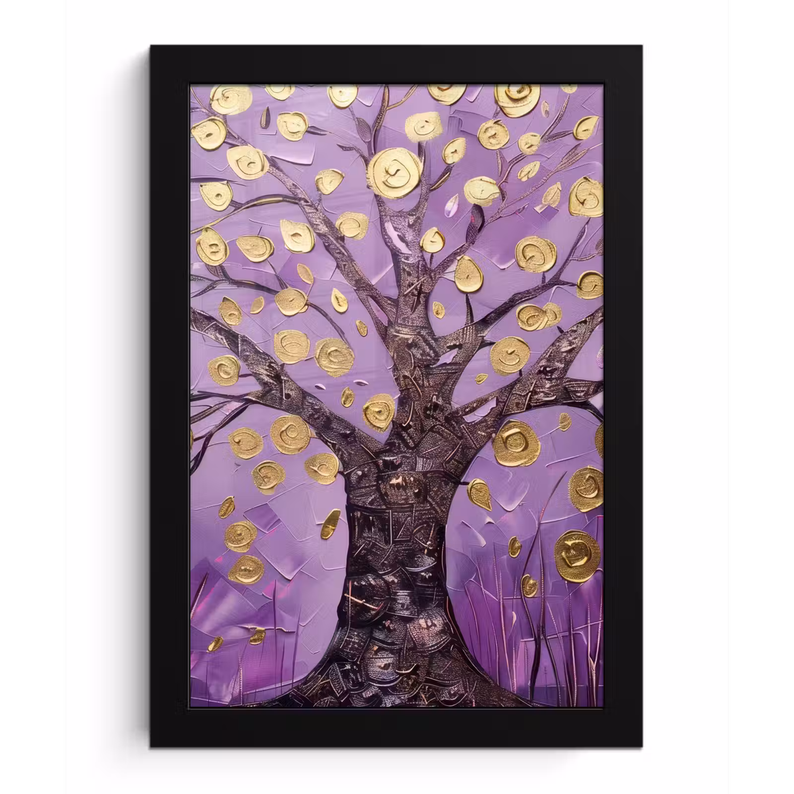 Poster met lijst - Levensboom - Boom - Paars - Goud - Modern — 1