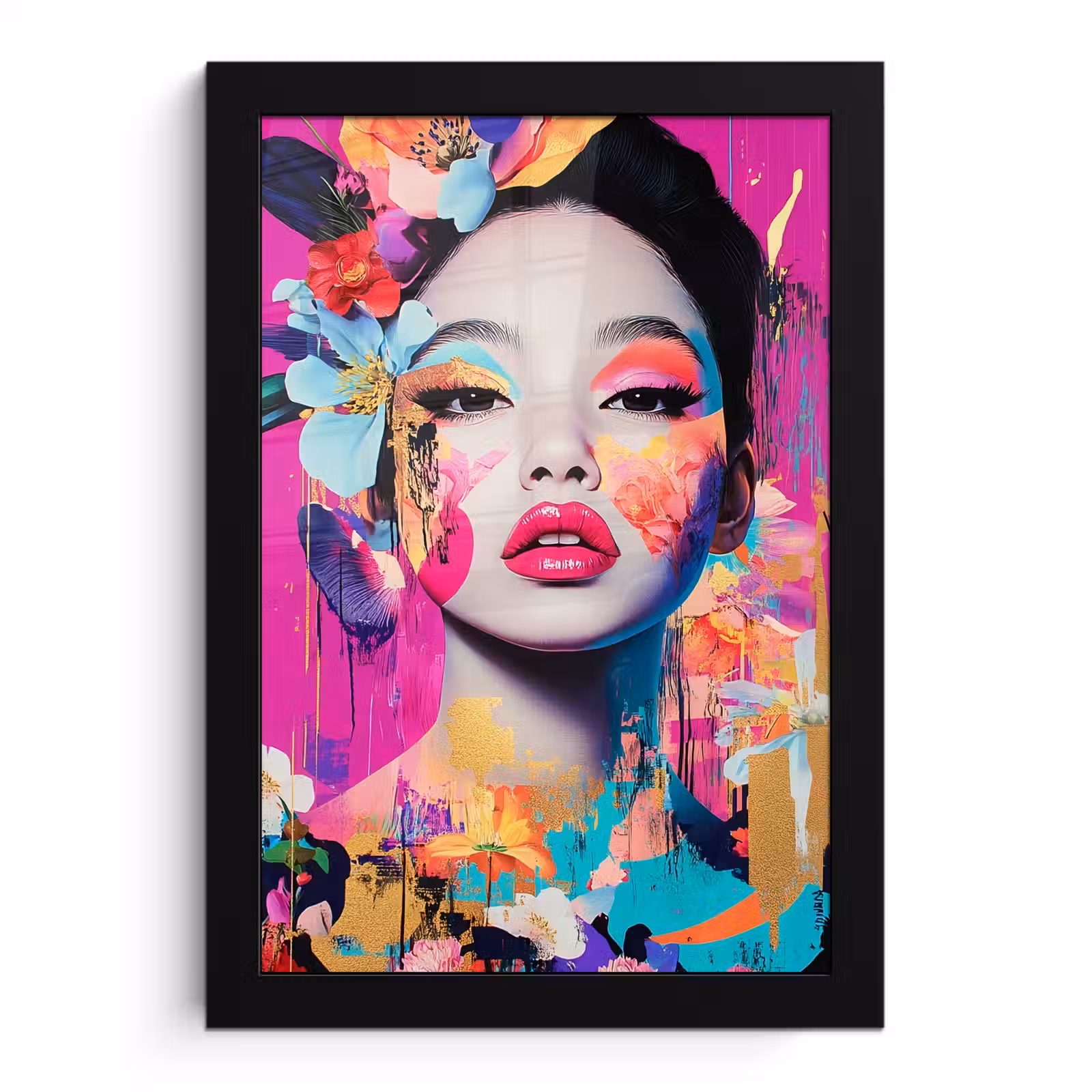 Poster met lijst - Vrouw - Portret - Abstract - Paars — 1