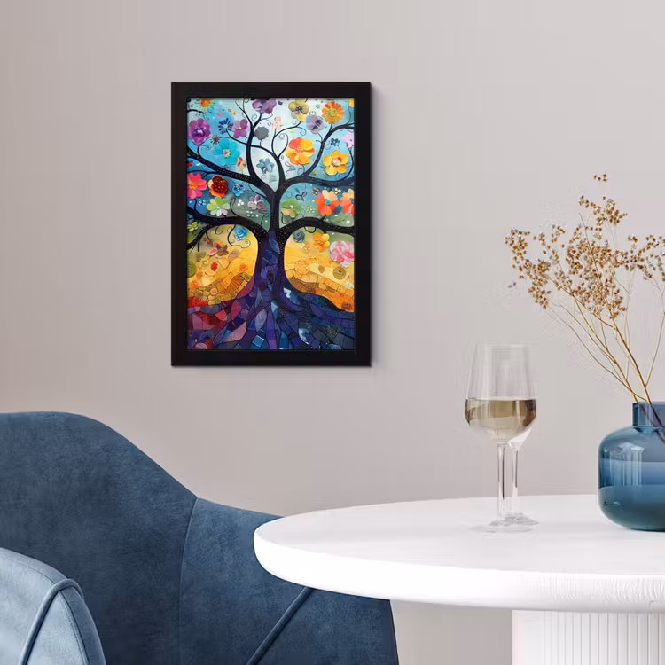Poster met lijst - Kunst - Levensboom - Bloemen - Hippie — 2