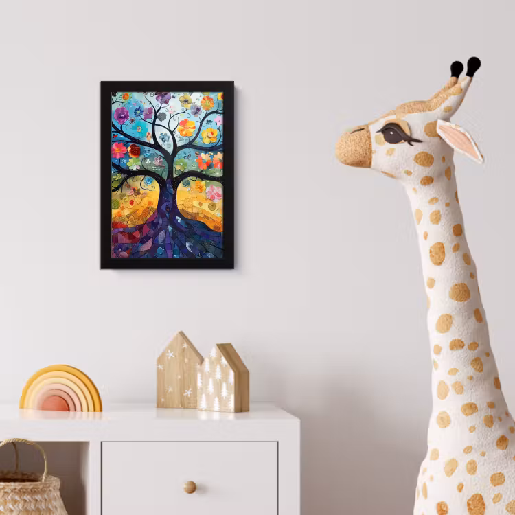 Poster met lijst - Kunst - Levensboom - Bloemen - Hippie — 5