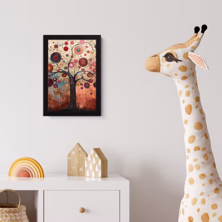 Poster met lijst - Levensboom - Bloemen - Roze - Hippie - Kunst — 5
