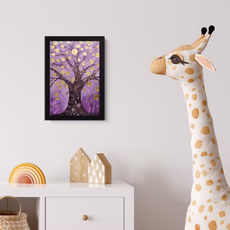 Poster met lijst - Levensboom - Boom - Paars - Goud - Modern — 5