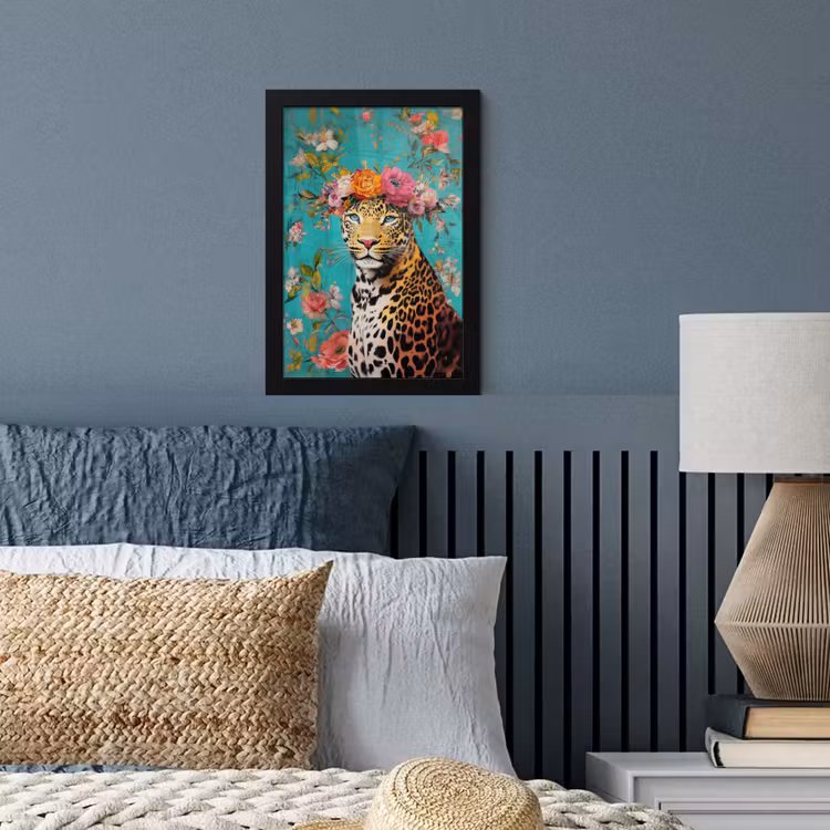 Poster met lijst - Luipaard - Bloemen - Kroon — 4