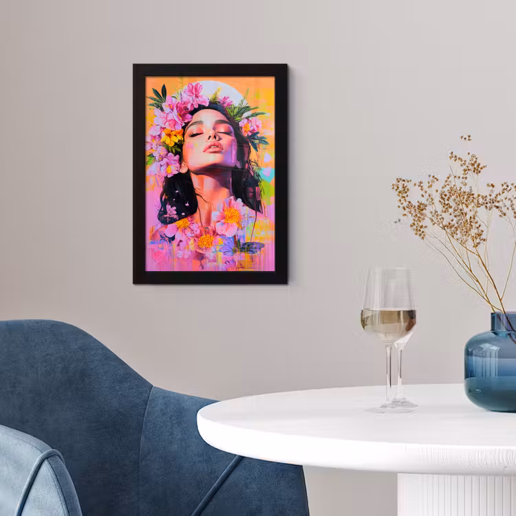 Poster met lijst - Portret - Bloemenkroon - Vrouw — 2