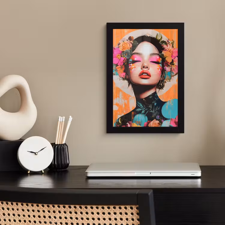 Poster met lijst - Portret - Vrouw - Abstract - Bloemen — 3