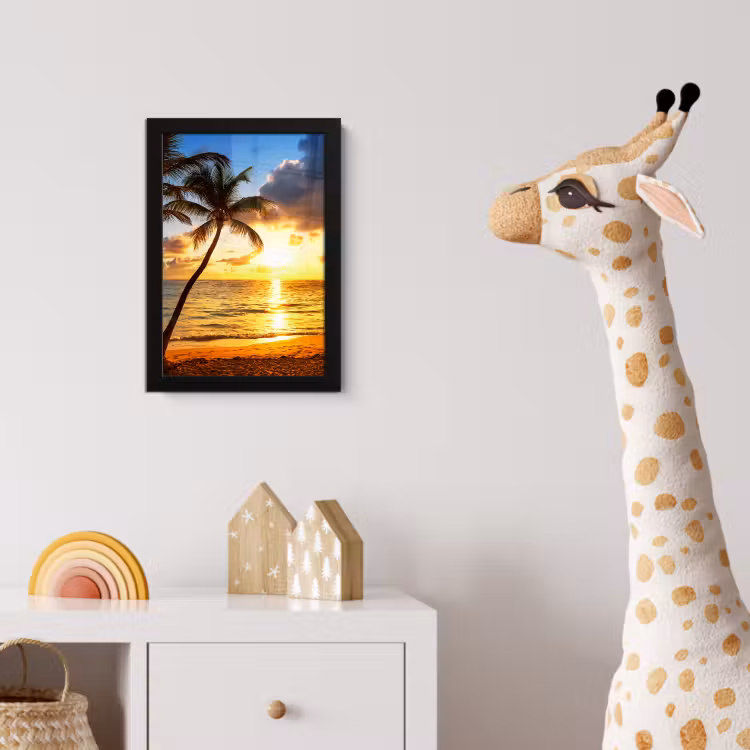 Poster met lijst - Strand - Horizon - Zonsondergang - Palmboom - Zee — 5