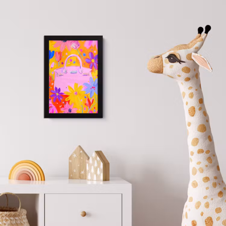 Poster met lijst - Tas - Roze - Bloemen — 5
