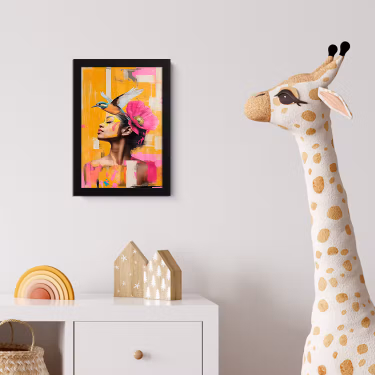 Poster met lijst - Vogel - Vrouw - Abstract - Bloem — 5