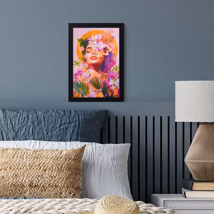 Poster met lijst - Vrouw - Abstract - Cirkel - Bloemen — 4