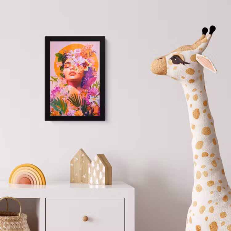 Poster met lijst - Vrouw - Abstract - Cirkel - Bloemen — 5