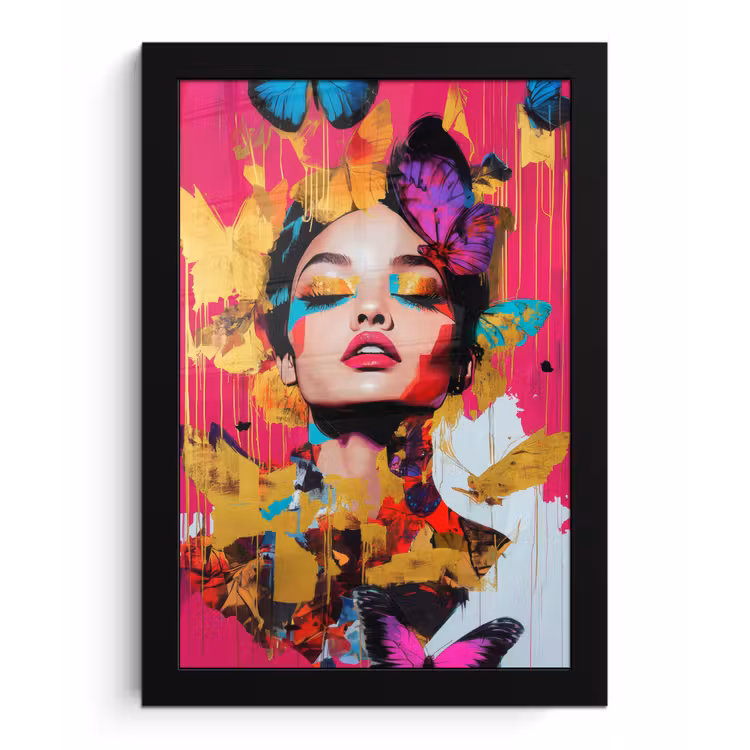 Poster met lijst - Vrouw - Abstract - Kleurrijk — 1