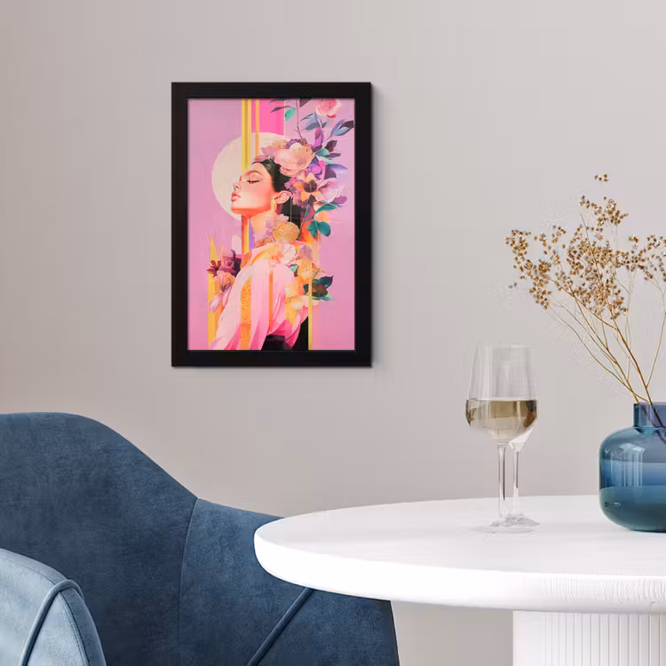 Poster met lijst - Vrouw - Bloemen - Paars - Abstract — 2