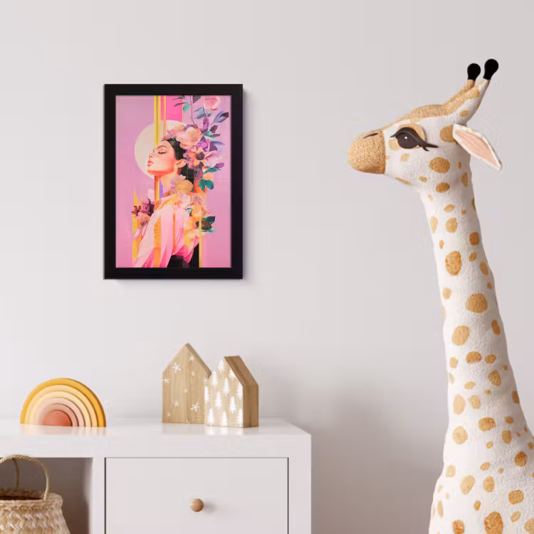 Poster met lijst - Vrouw - Bloemen - Paars - Abstract — 5