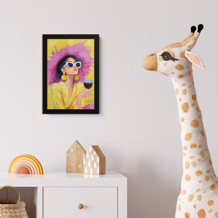 Poster met lijst - Vrouw - Hoed - Paars - Wijn — 5