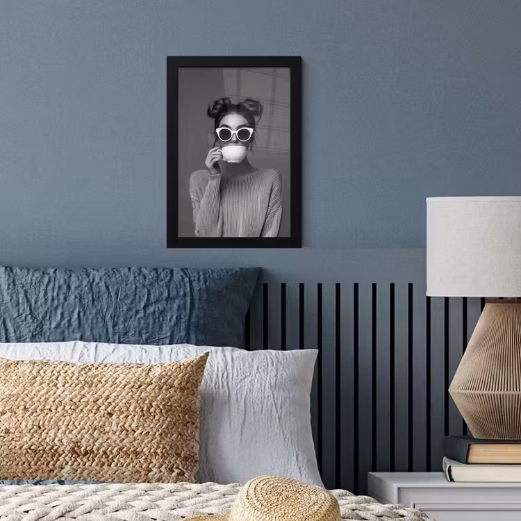 Poster met lijst - Vrouw - Koffie - Zwart - Wit — 4
