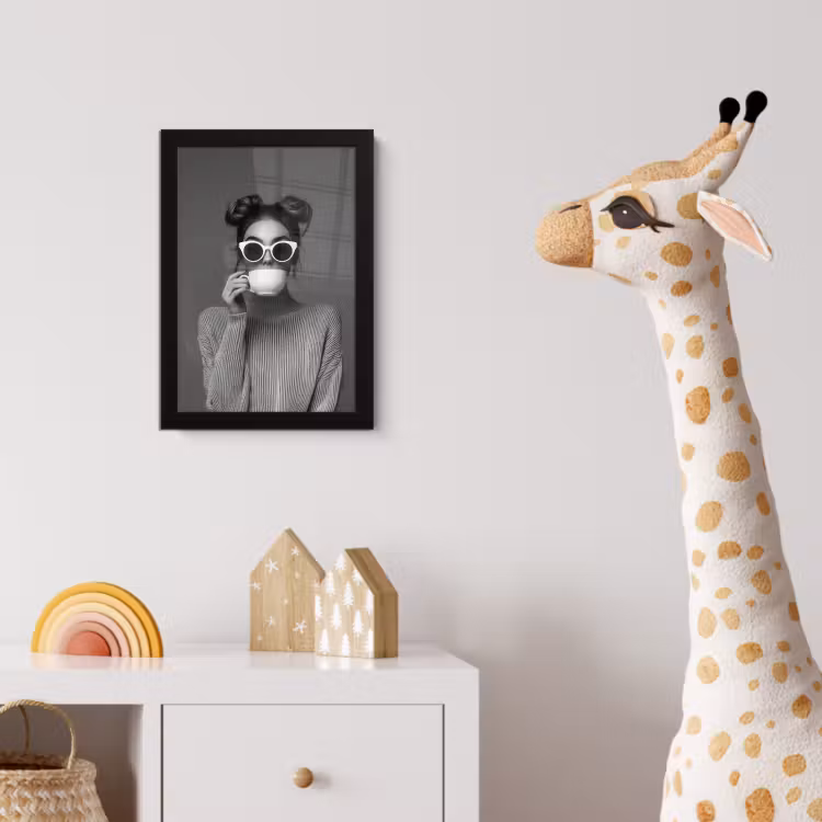 Poster met lijst - Vrouw - Koffie - Zwart - Wit — 5