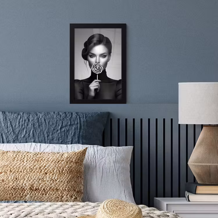 Poster met lijst - Vrouw - Lolly - Zwart — 4