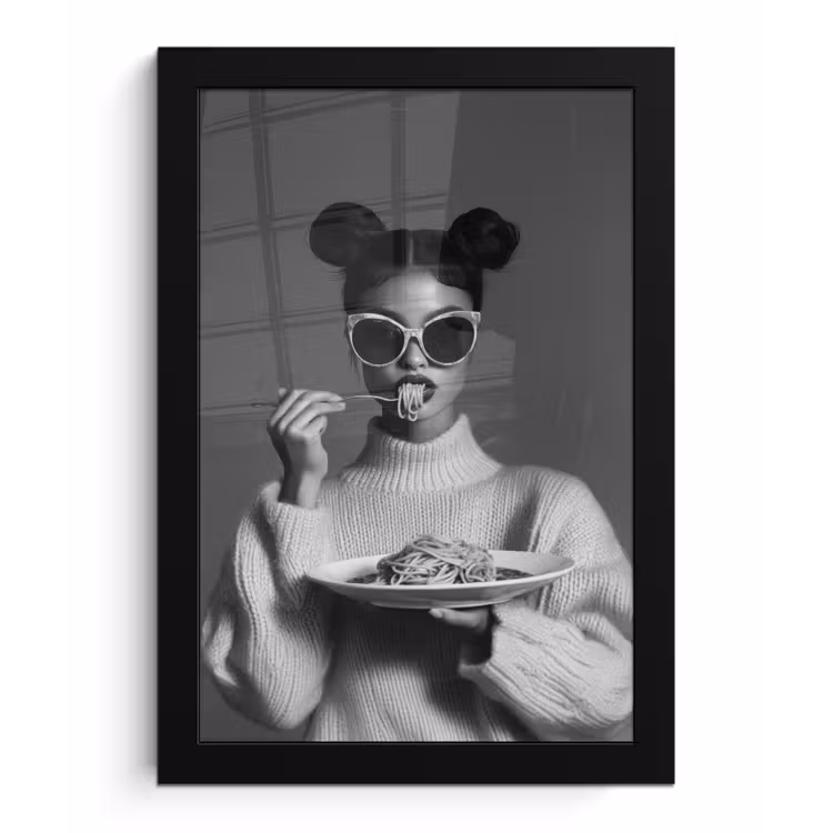 Poster met lijst - Vrouw - Pasta - Zonnebril — 1