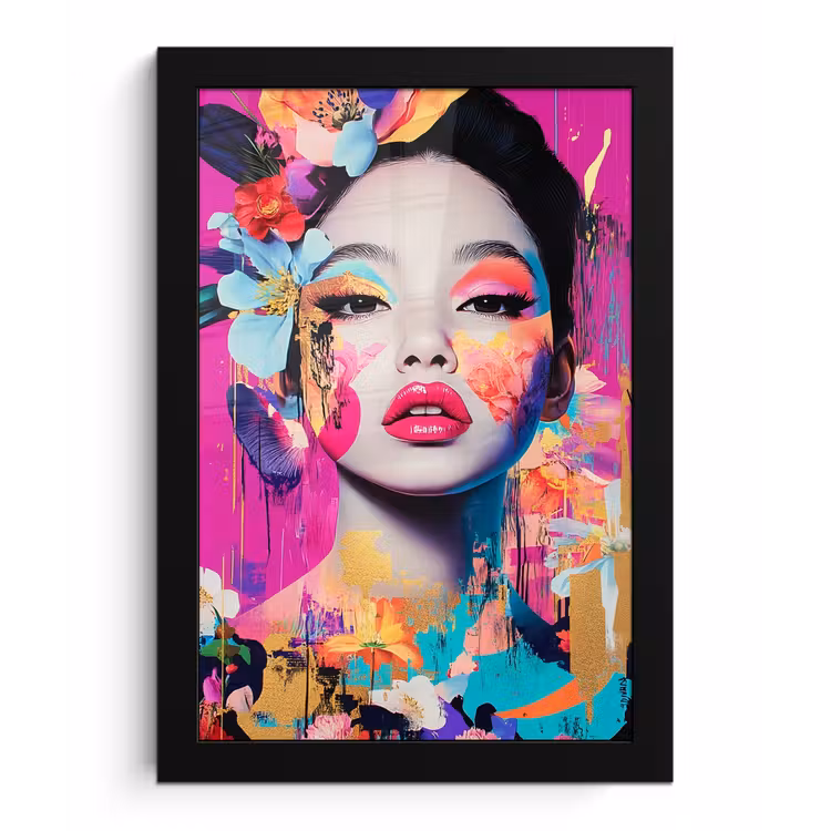 Poster met lijst - Vrouw - Portret - Abstract - Paars — 1