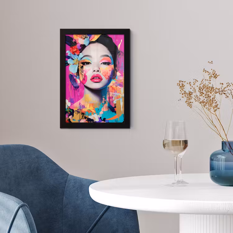 Poster met lijst - Vrouw - Portret - Abstract - Paars — 2