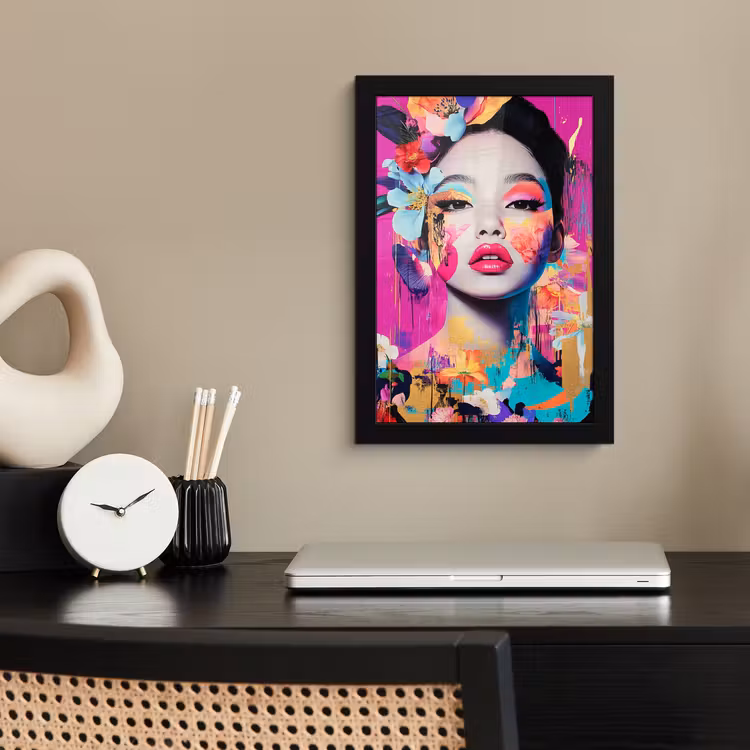 Poster met lijst - Vrouw - Portret - Abstract - Paars — 3