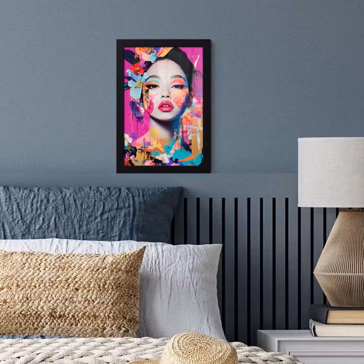 Poster met lijst - Vrouw - Portret - Abstract - Paars — 4
