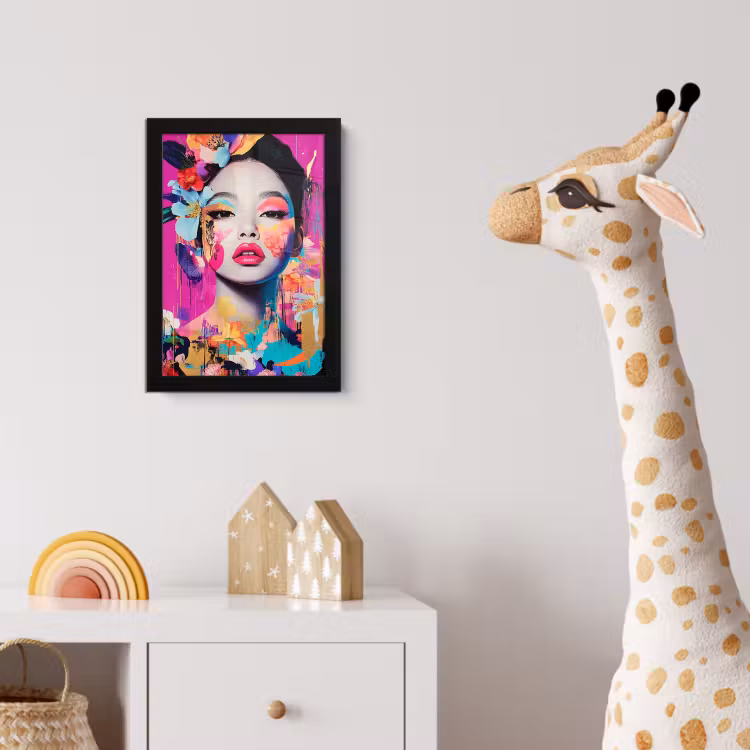 Poster met lijst - Vrouw - Portret - Abstract - Paars — 5