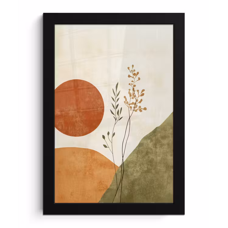 Poster met lijst - Zon - Abstract - Takken - Oranje — 1