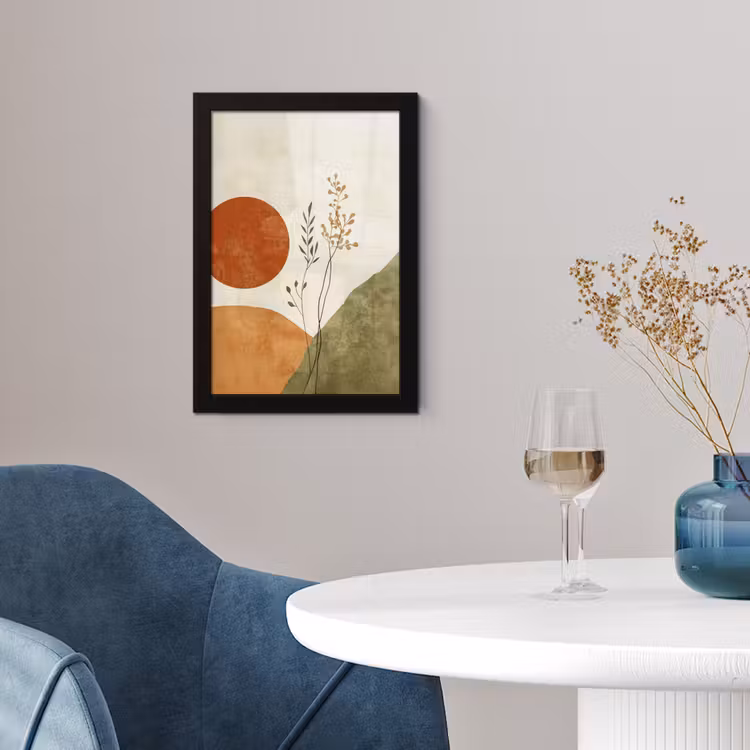 Poster met lijst - Zon - Abstract - Takken - Oranje — 2