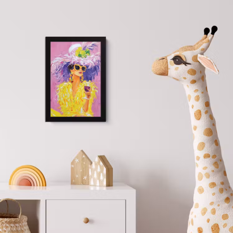 Poster met lijst - Zonnebril - Vrouw - Jas - Veren — 5