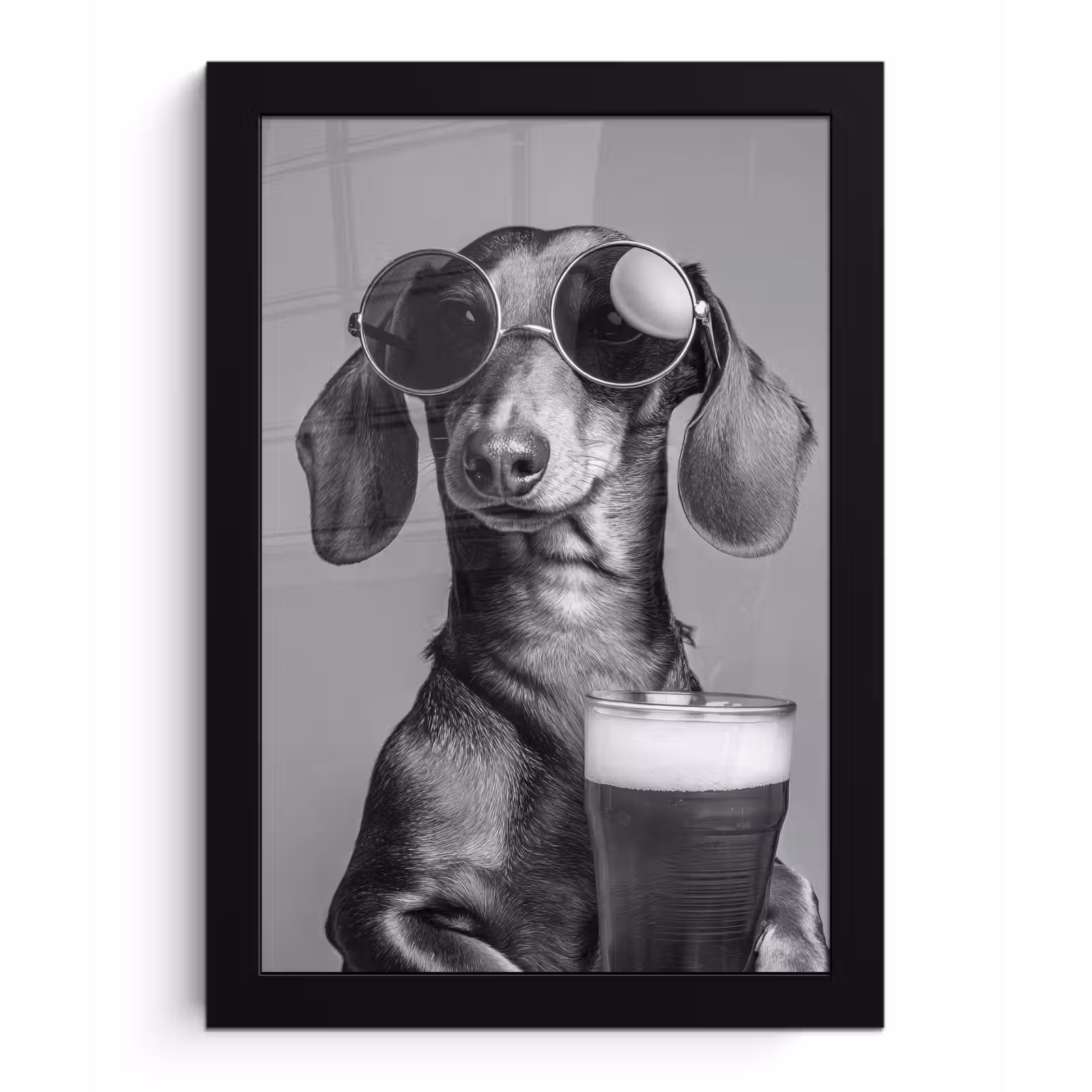 Poster met lijst - Teckel - Bier - Glas - Bril — 1