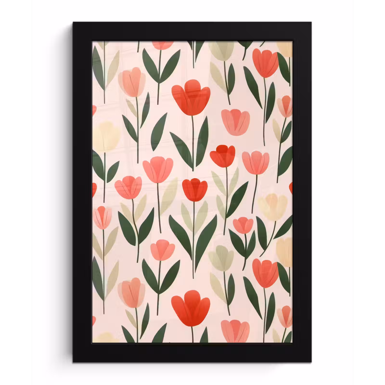 Poster met lijst - Tulpen - Modern - Roze — 1