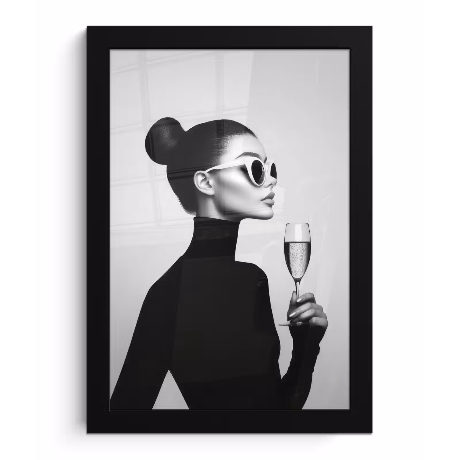 Poster met lijst - Vrouw - Champagne - Modern — 1