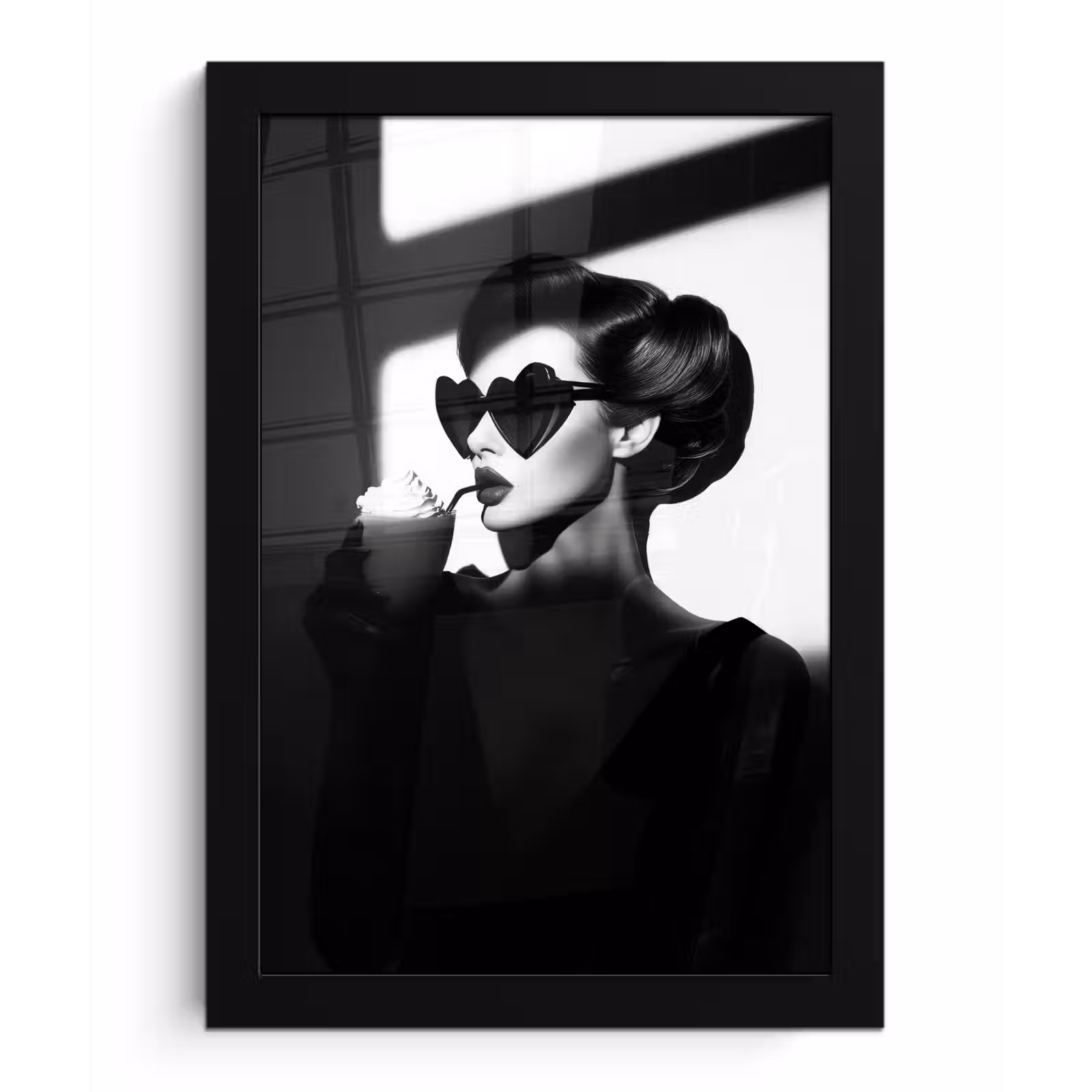 Poster met lijst - Vrouw - Zwart - Hart — 1