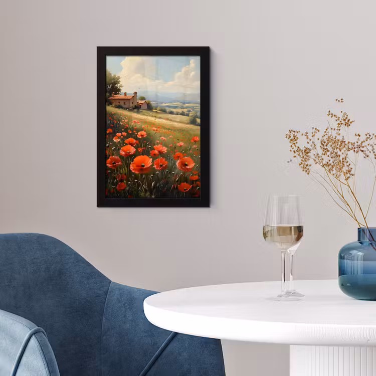 Poster met lijst - Klaprozen - Rood - Heuvels - Landschap — 2