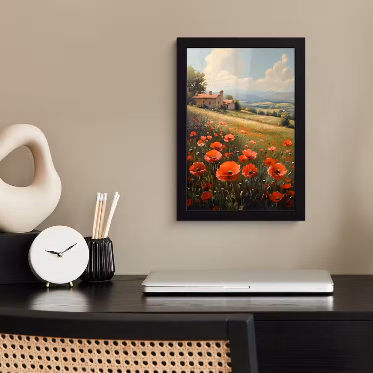 Poster met lijst - Klaprozen - Rood - Heuvels - Landschap — 3