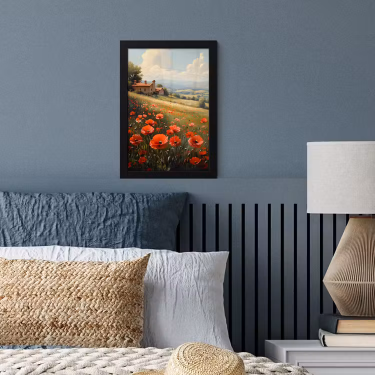 Poster met lijst - Klaprozen - Rood - Heuvels - Landschap — 4
