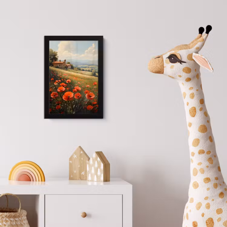 Poster met lijst - Klaprozen - Rood - Heuvels - Landschap — 5