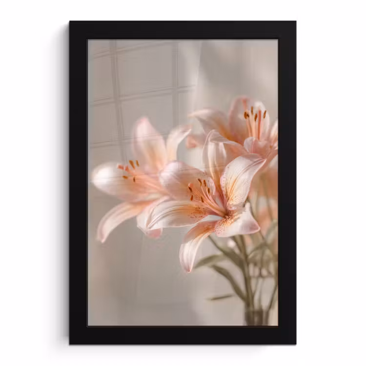 Poster met lijst - Lelies - Meeldraden - Roze - Wazig — 1